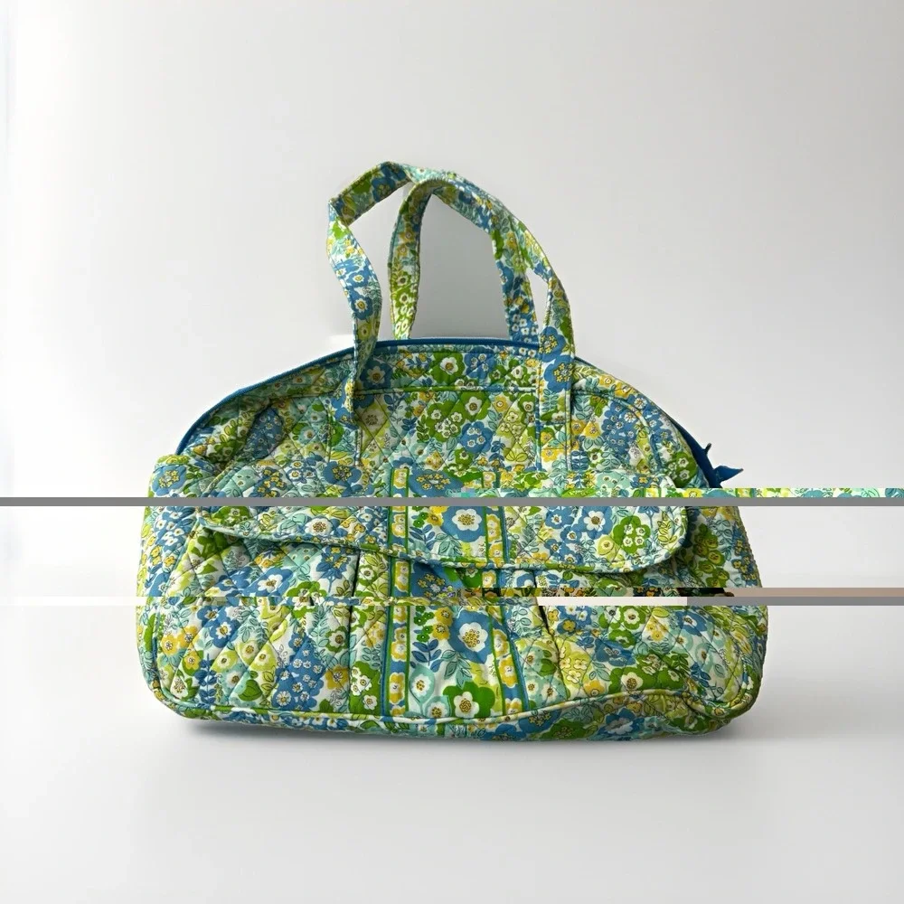 VERA BRADLEY Quilted Floral Diaper Bag English Meadow Green Changing Pad Large